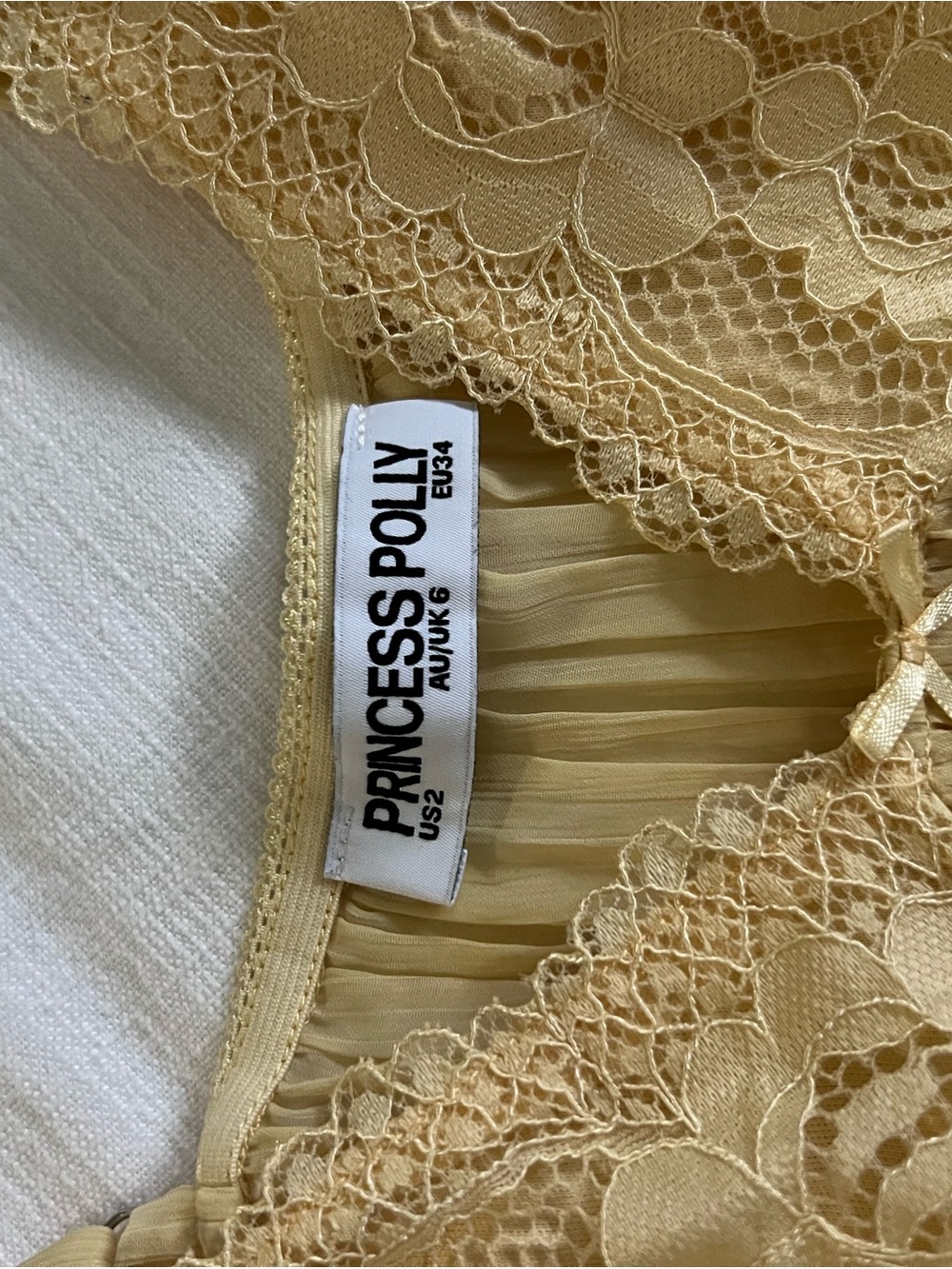 Princess Polly Pale Yellow Lace Bralette